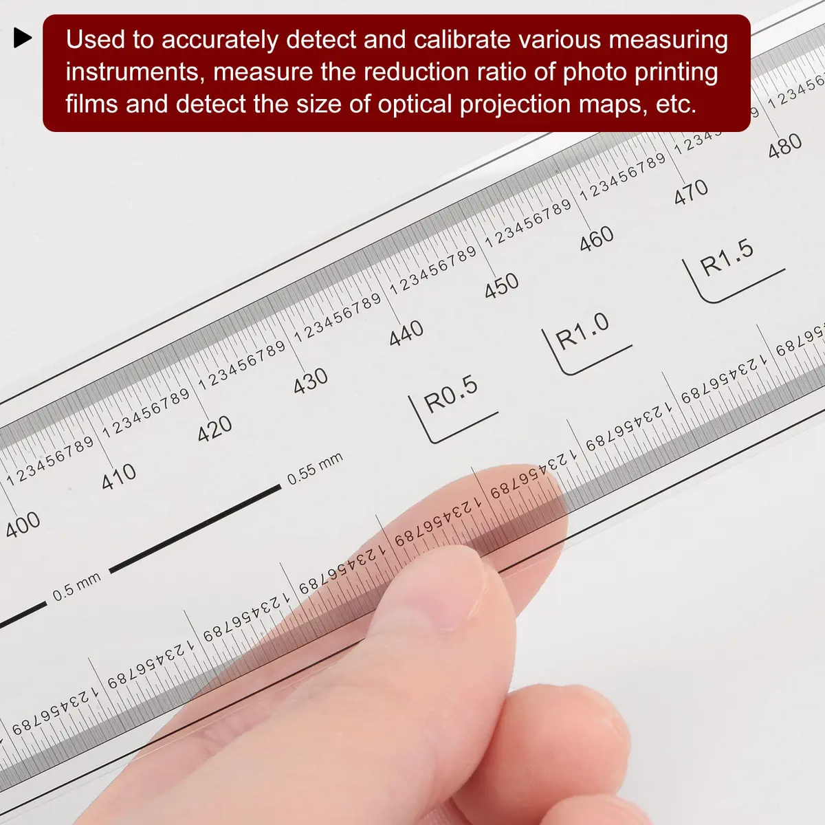 HARFINGTON Film Flexible Ruler 70cm 0.1mm Scale with R Angle & Width Lines PET Plastic Folding Straight Ruler Calibration Soft Ruler Measuring Tool for Factory, Transparent - view 6
