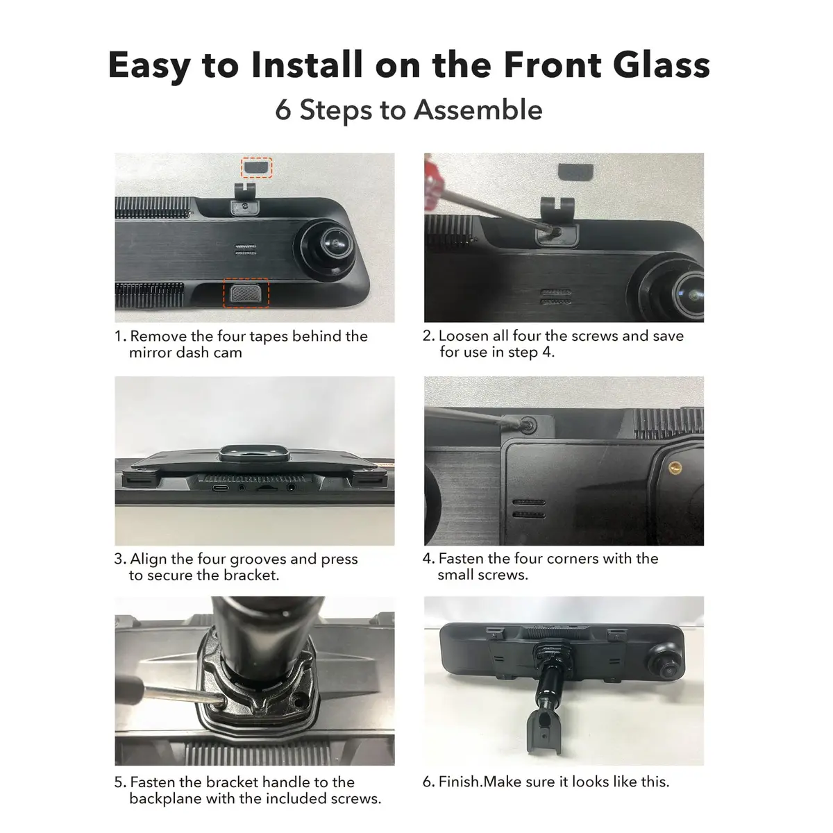 WOLFBOX OEM Bracket for G900 Tripro Mirror Dash Cam | Secure Rearview Mount - view 4