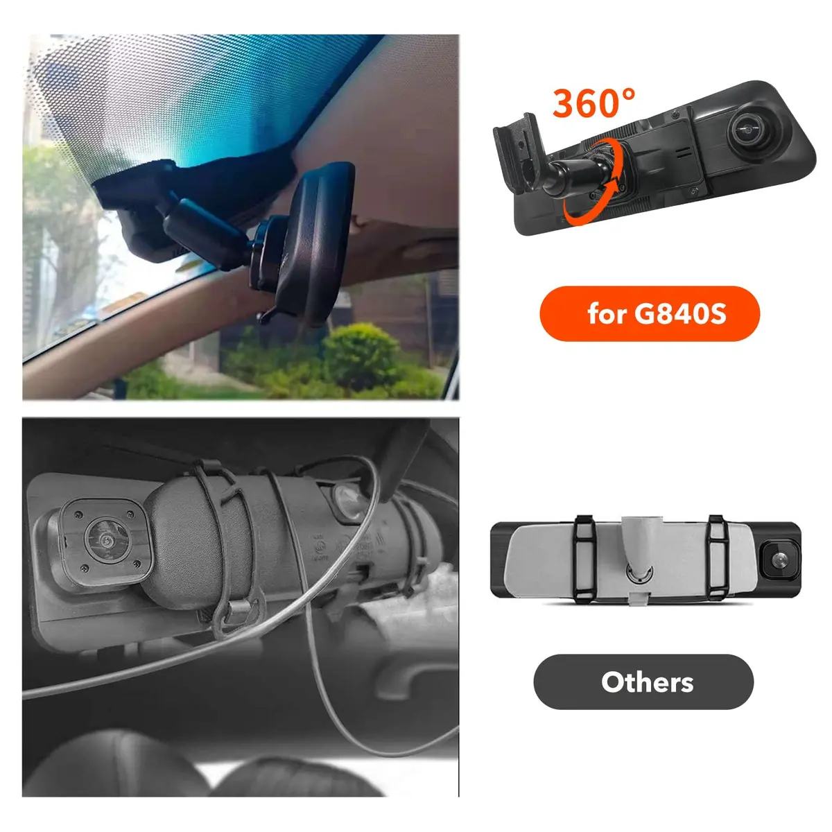 WOLFBOX OEM Bracket for G900 Tripro Mirror Dash Cam | Secure Rearview Mount - view 2