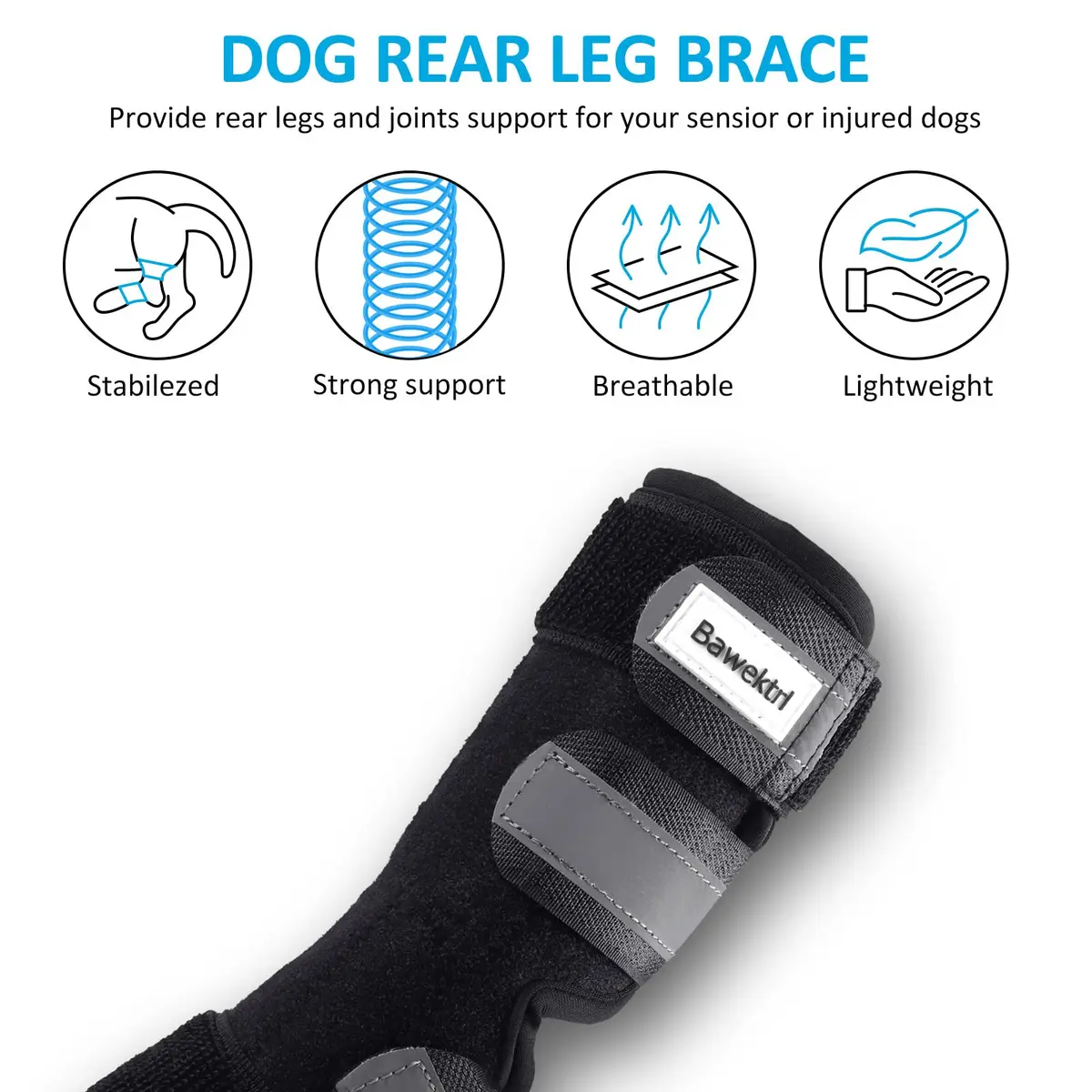 Bawektrl Dog Leg Brace for Rear Legs, Canine Hind Hock Brace, Joint Compression Wraps Support for Back Leg with Injury Sprain, Wound Care and Loss of Stability from Arthritis Torn ACL CCL (1 Pair, XLarge) - view 4