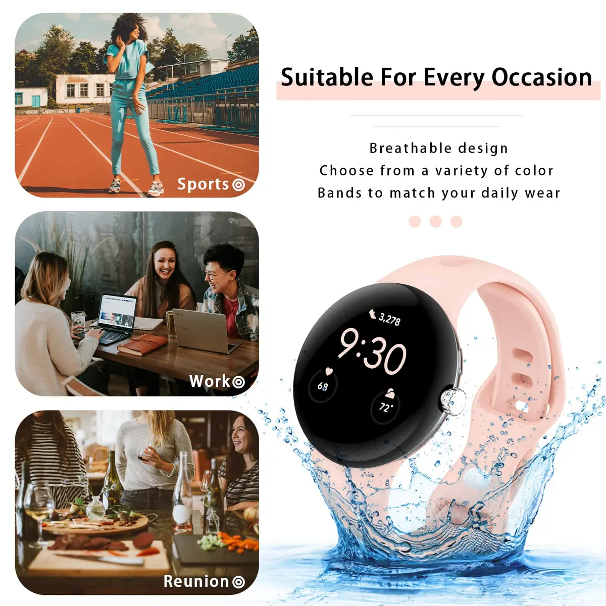 Eiavike Slim Bands Compatible with Google Pixel Watch 4 3 (41mm)/Pixel Watch 2 1 | Breathable Silicone Sport Strap - view 6