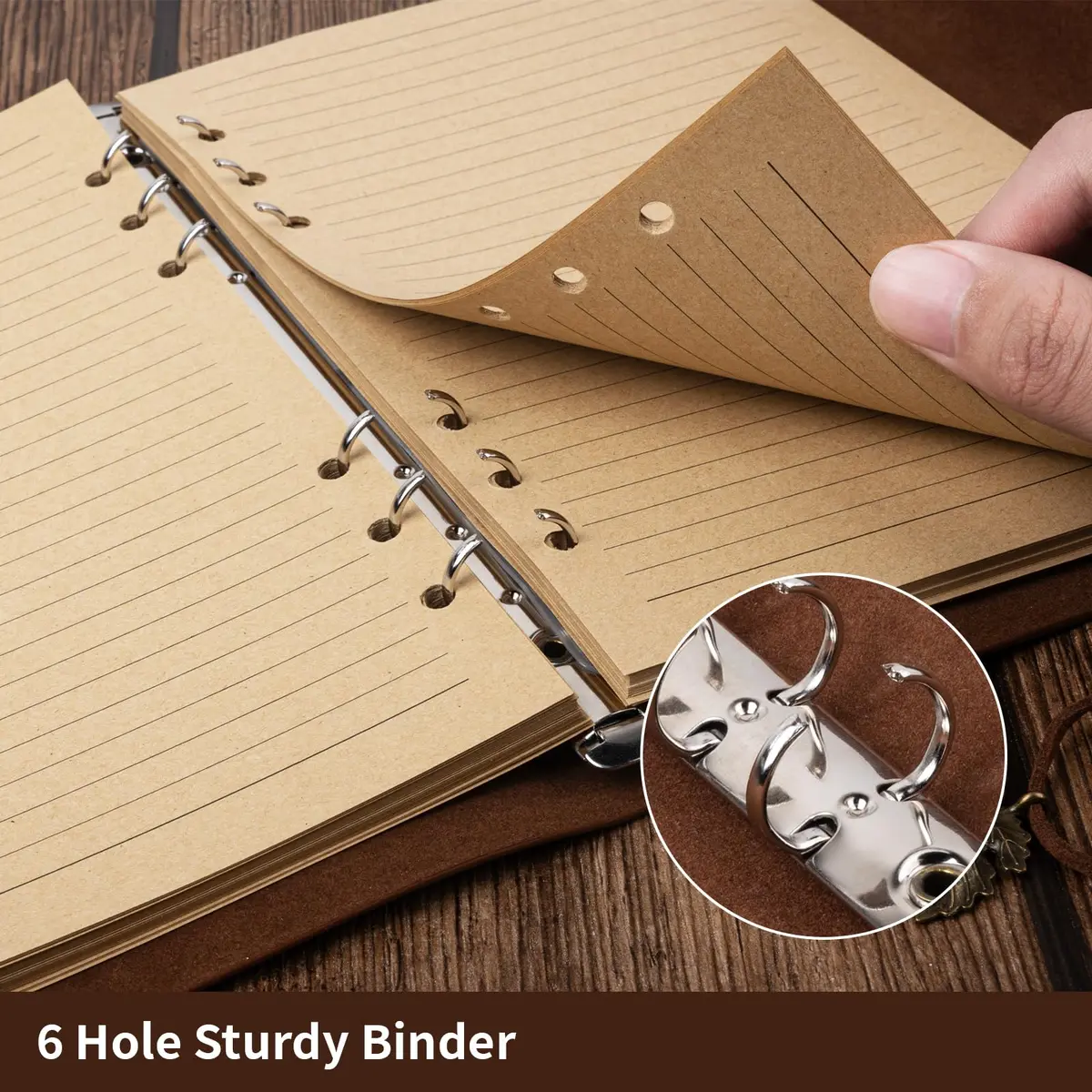 Billtigif Leather Journal Notebook, Refillable Vintage 6.5"x9.2" | Premium A5 Notebook for Writing - view 3