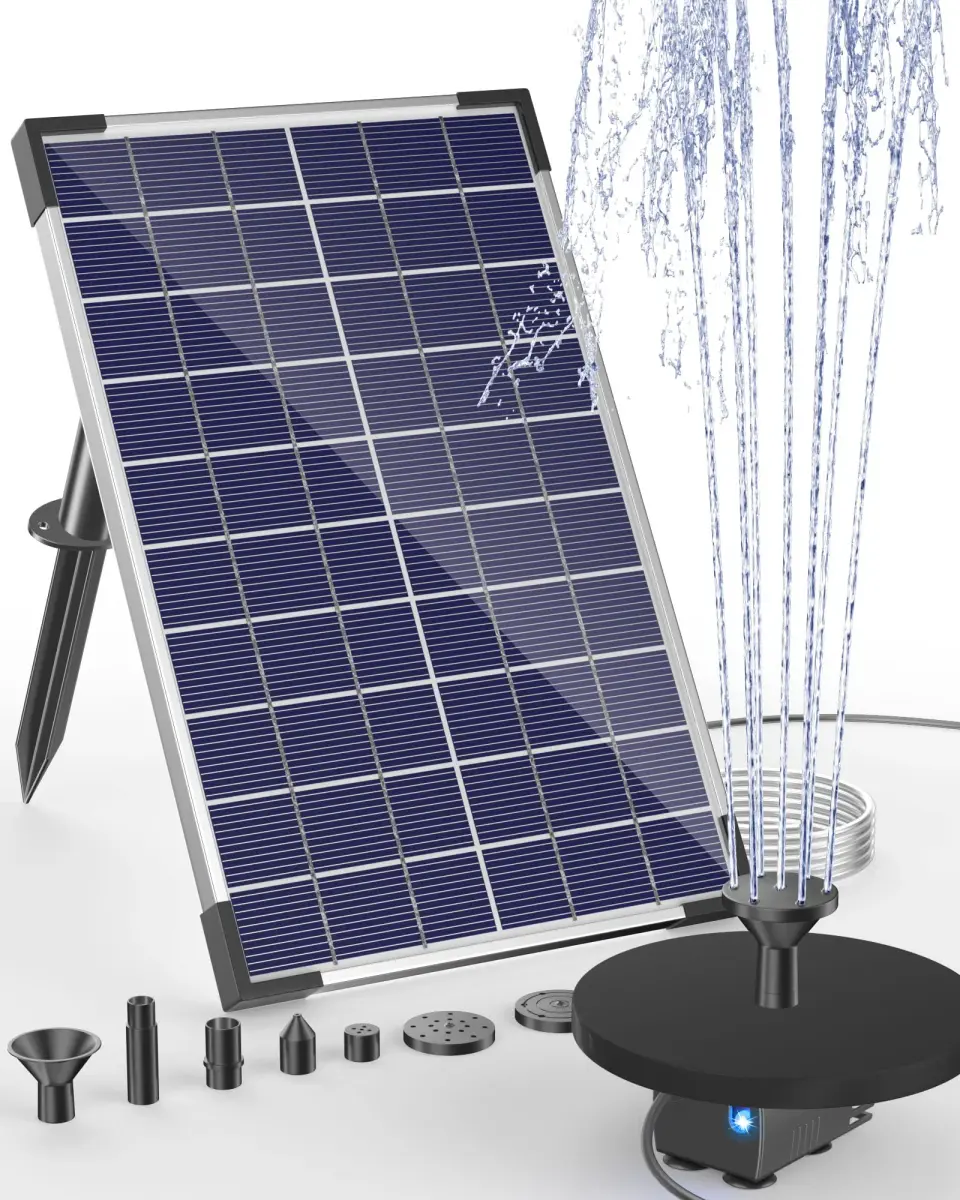 Biling 6.5W Solar Water Pump 250L/h 40-80cm Spray Height | Dry-Run Protected Fountain Pump for Bird Baths & Ponds - main product image