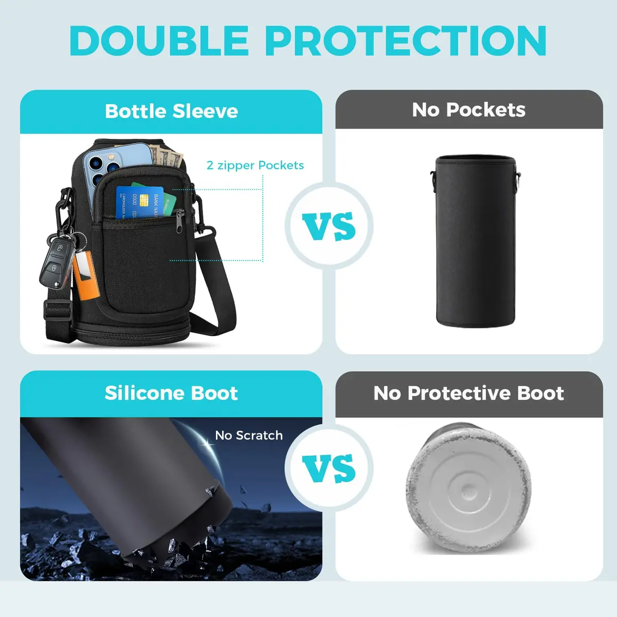 VICKNIY 64 oz Insulated Water Bottle with Straw & Auto Spout, Paracord Handle, Carrier & Boot | Leak-proof Thermo Mug - view 4