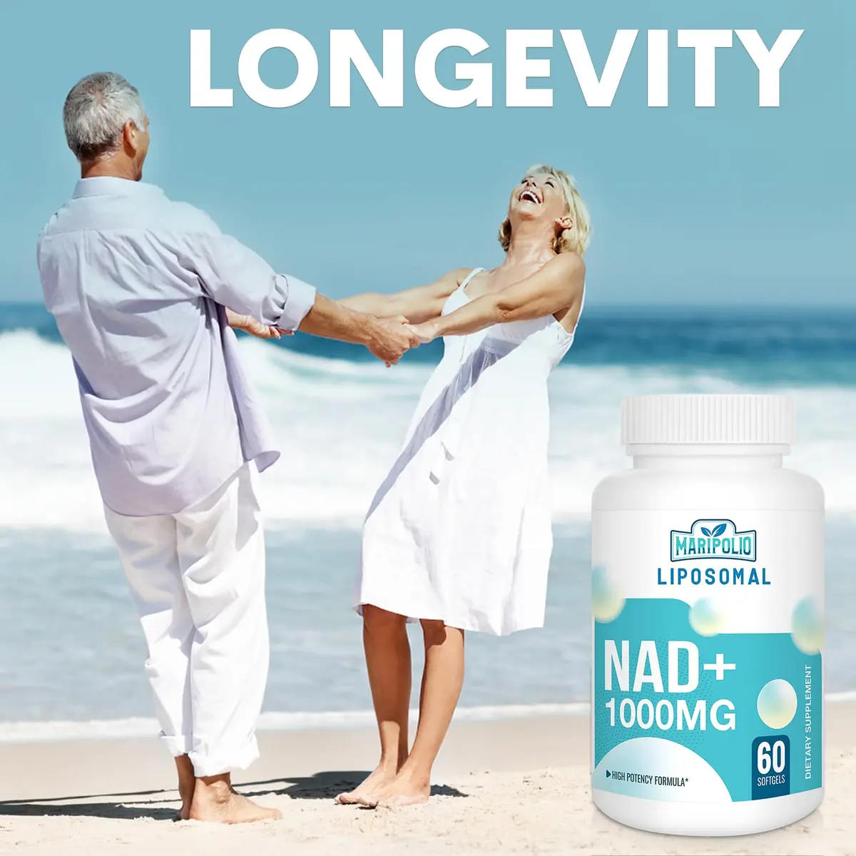 Maripolio Liposomal NAD+ 1000 mg Supplement | Cellular Energy & Wellness Support | 60 Softgels - view 6