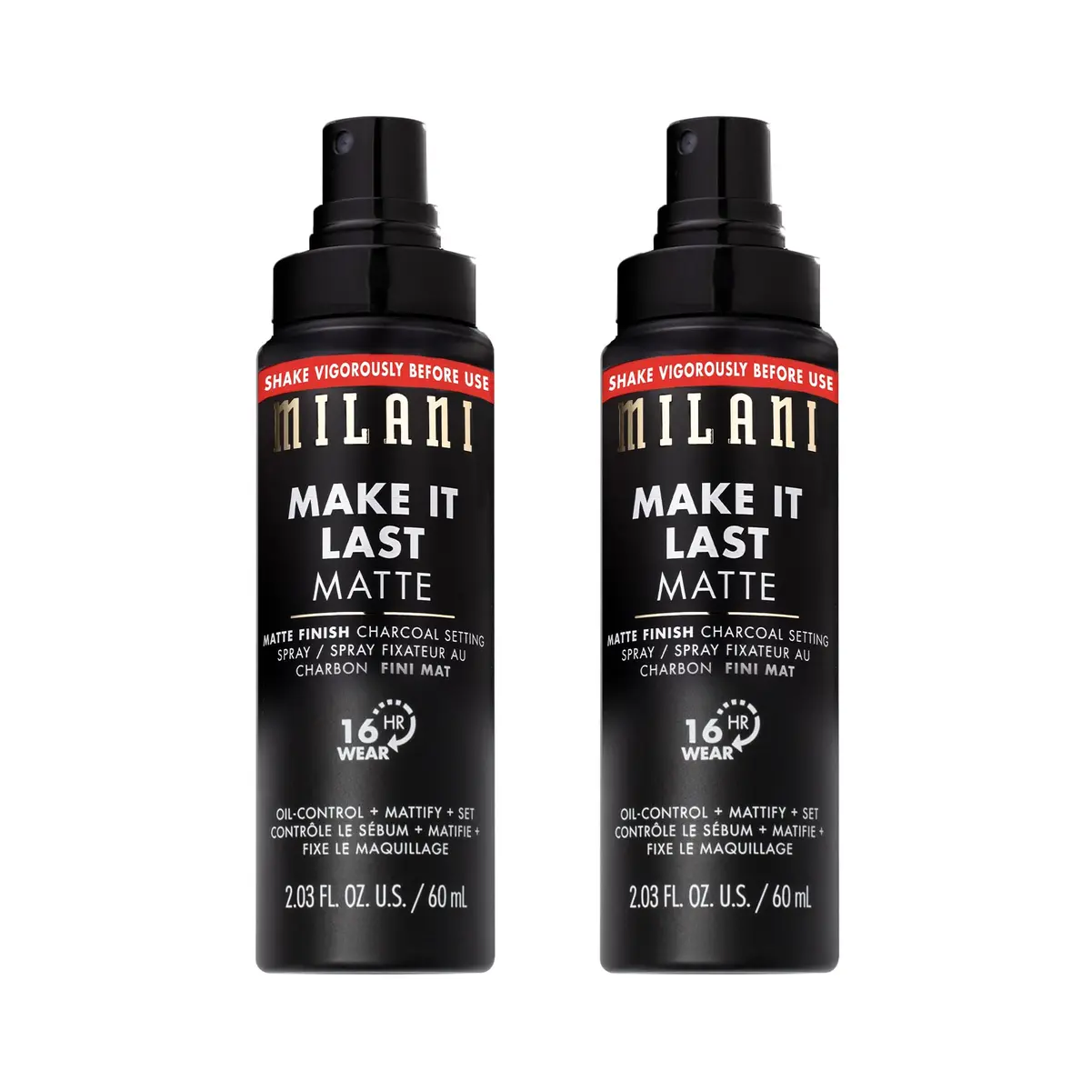 Milani Make It Last Matte Setting Spray for Makeup 2-Pack | Oil Absorbing, 2.03 Fl Oz (60ml) Each, Up to 16 Hours Matte Finish - main product image