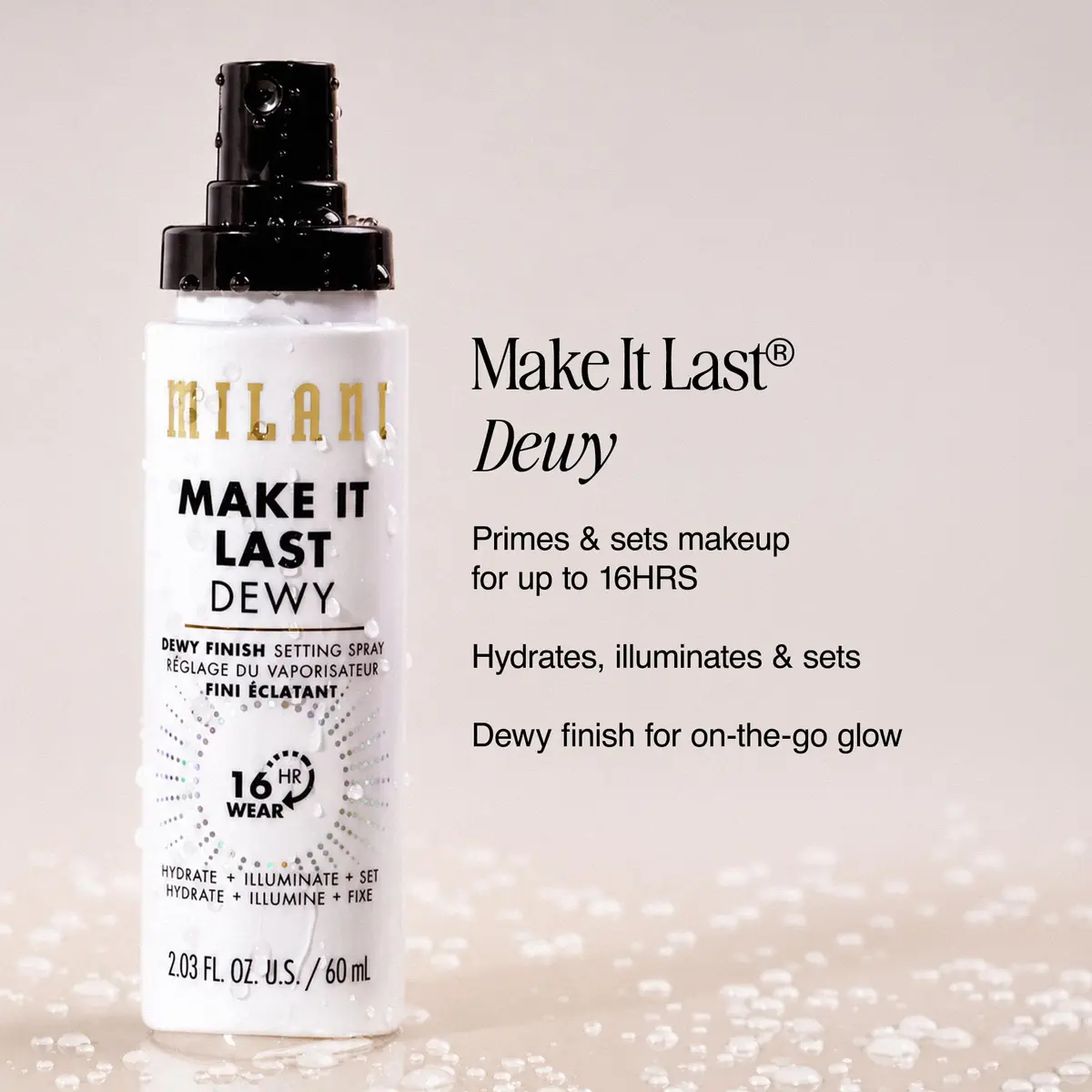 Milani Make It Last Dewy Setting Spray 200ml (6 Fl Oz) | Hydrates & Illuminates for 16Hr Dewy Finish - view 3