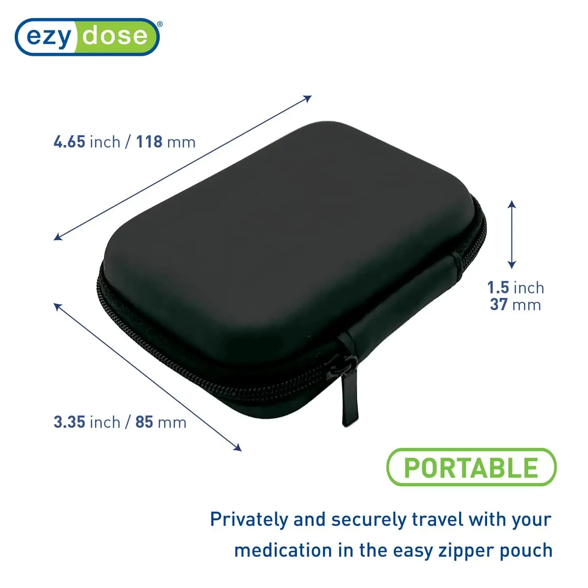 Ezy Dose Hard Sided Pill Organizer, Pocket Pharmacy Medicine Case, Black | 8 Compartments, BPA-Free, Travel-Friendly - view 3