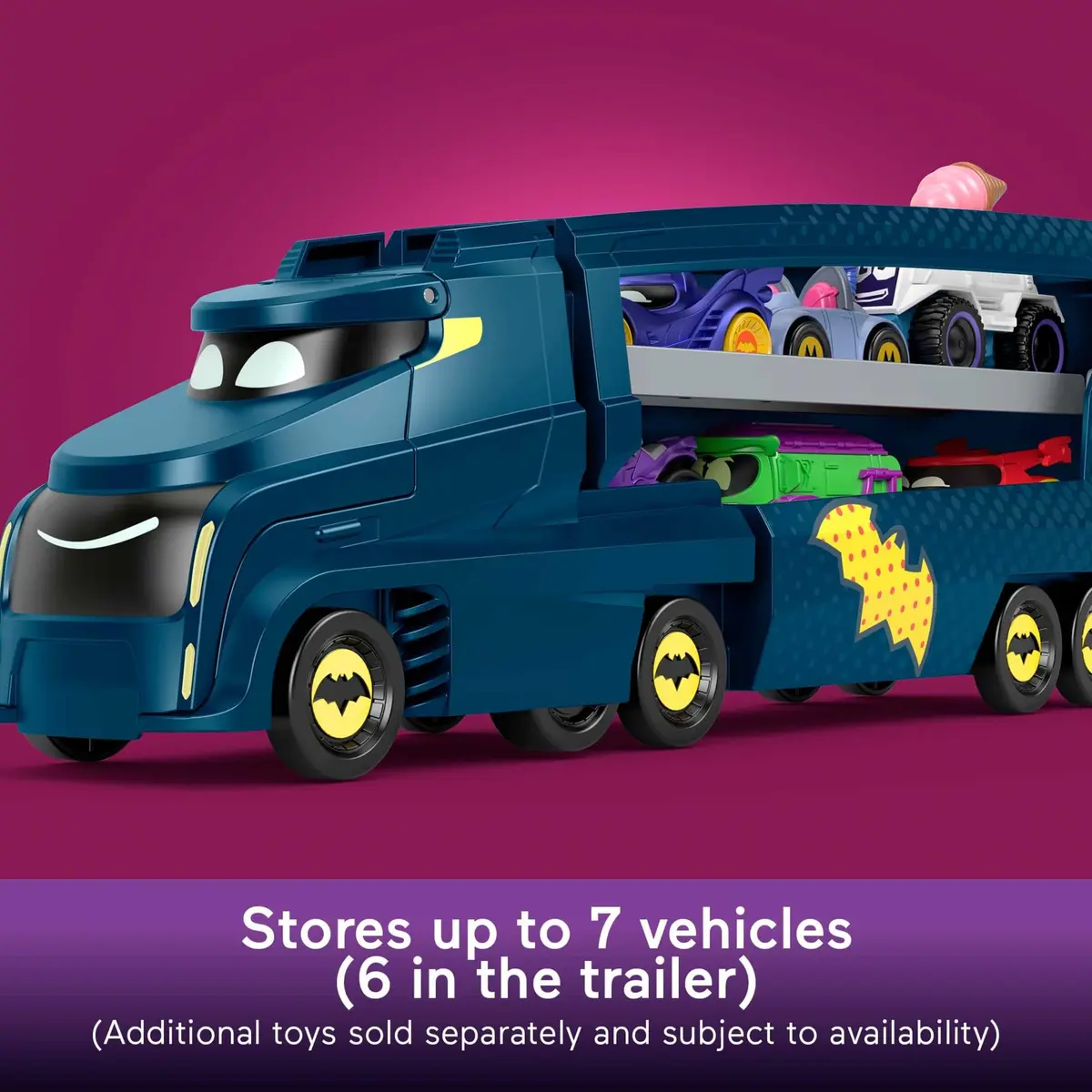 Fisher-Price Batwheels Bat-Big Rig Toy Hauler & Car | 1:55 Scale Diecast Vehicle, Ages 3+ - view 6