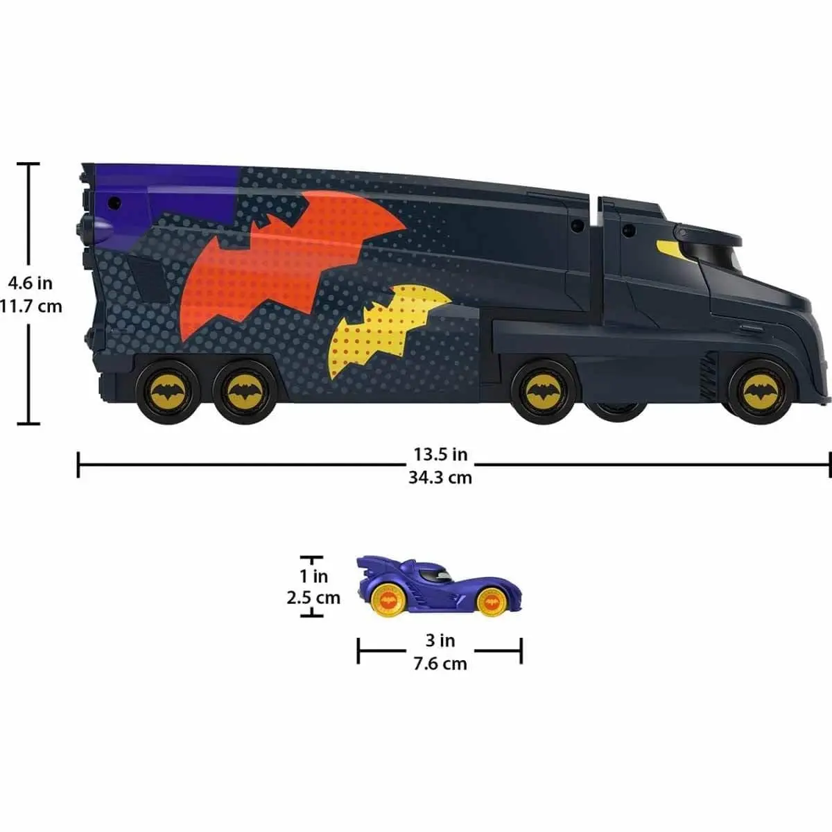 Fisher-Price Batwheels Bat-Big Rig Toy Hauler & Car | 1:55 Scale Diecast Vehicle, Ages 3+ - view 3