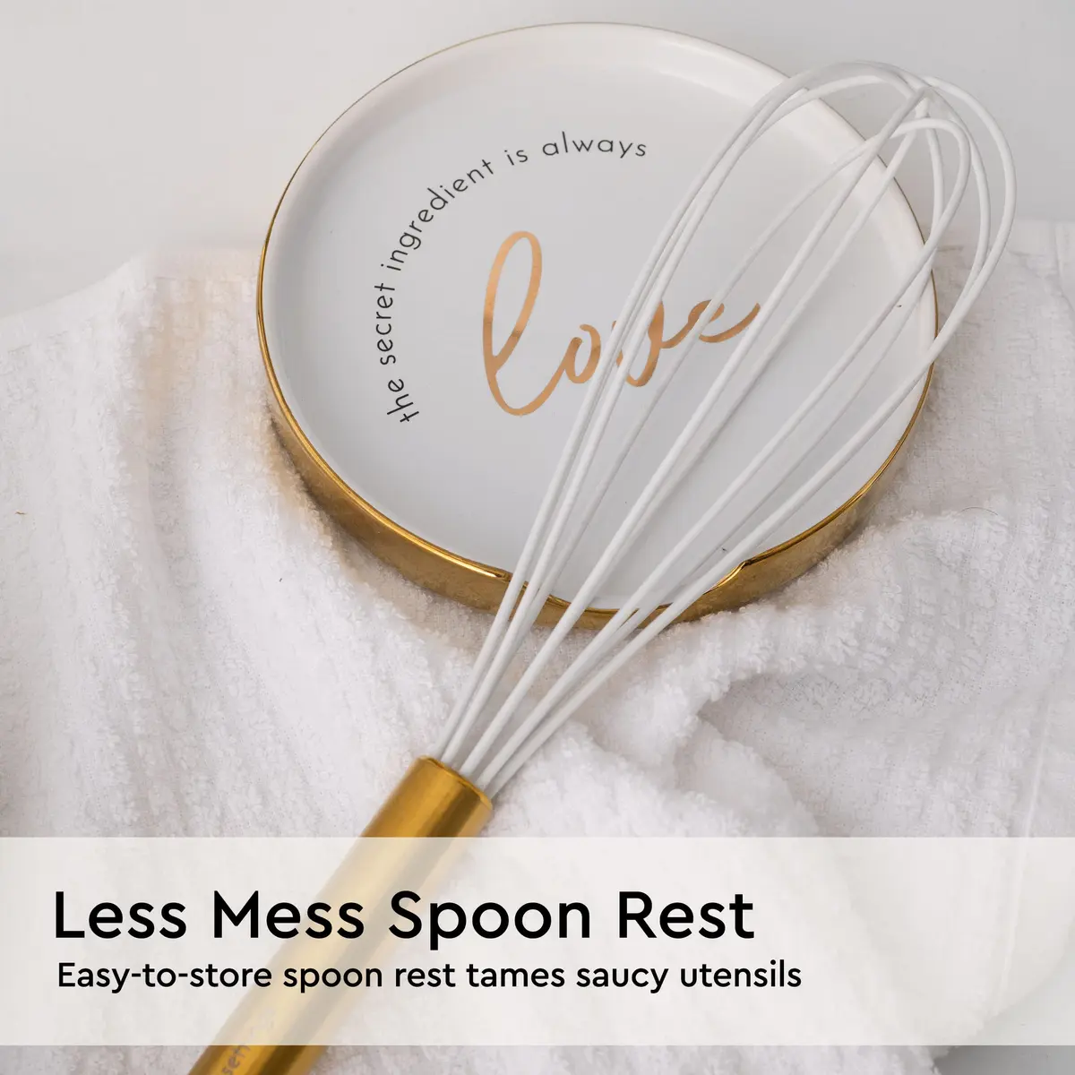 STYLED SETTINGS White Utensil Holder with Built-In Ceramic Spoon Rest | Large Capacity, Hygienic & Elegant - view 9