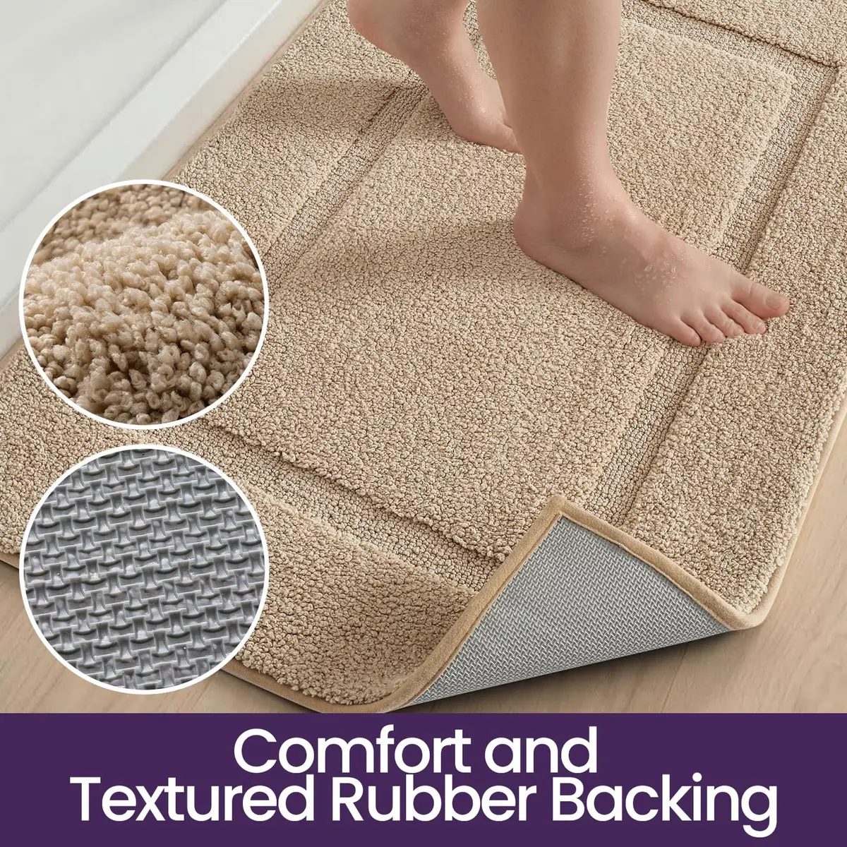 DEXI Plush Microfiber Bath Mat 91cm x 61cm (36"x24") | Soft Absorbent Non-Slip Bathroom Rug for India - view 6