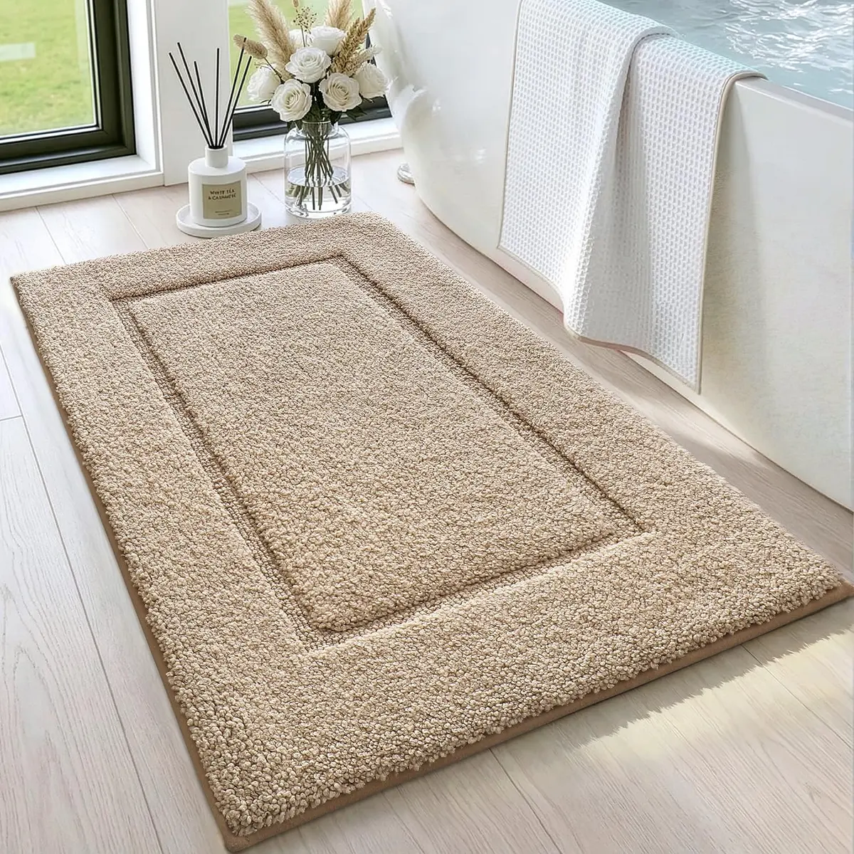 DEXI Plush Microfiber Bath Mat 80cm x 50cm (32"x20") | Soft Absorbent Non-Slip Bathroom Rug for Shower, Tub, Sink - main product image