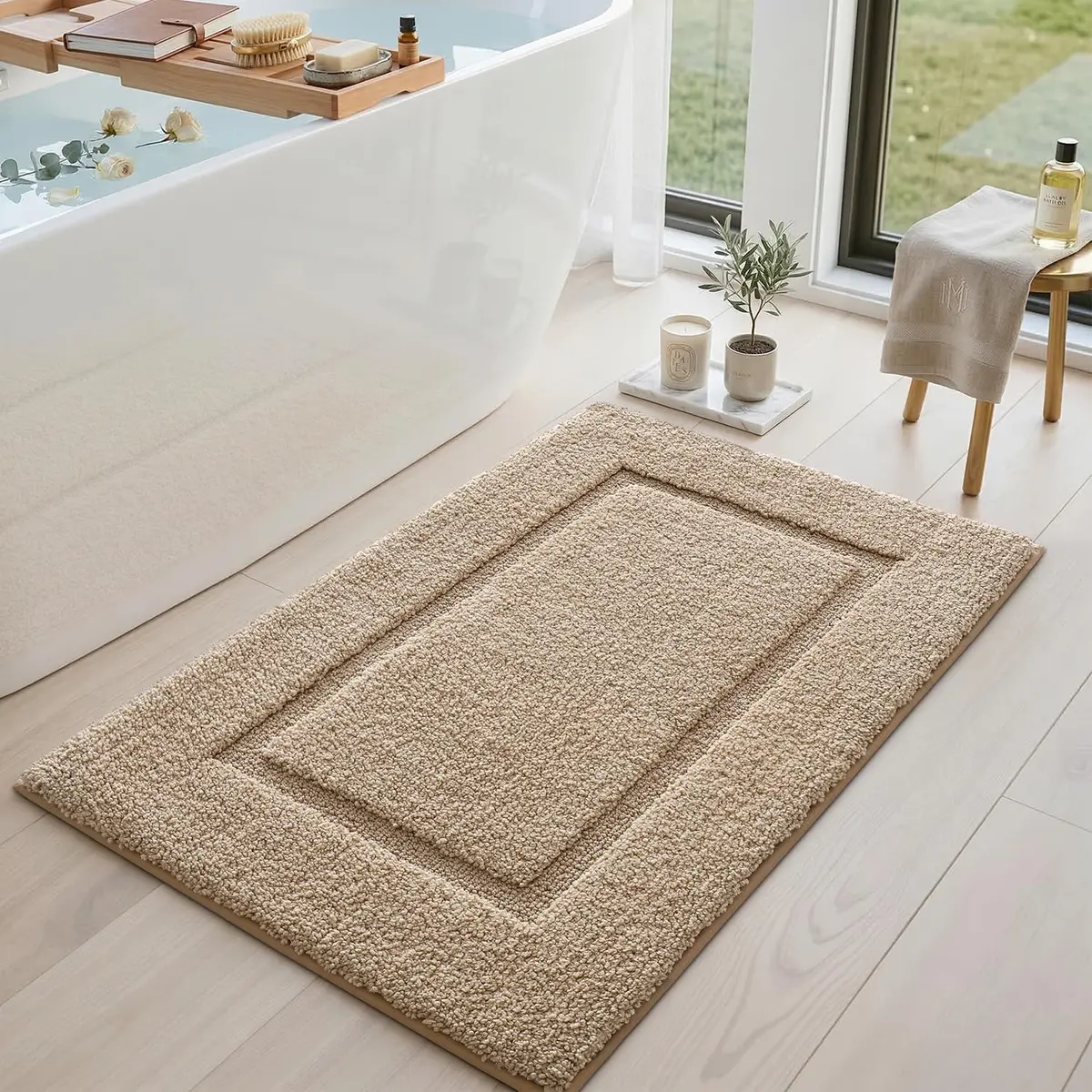 DEXI Plush Microfiber Bath Mat 80cm x 50cm (32"x20") | Soft Absorbent Non-Slip Bathroom Rug for Shower, Tub, Sink - view 2