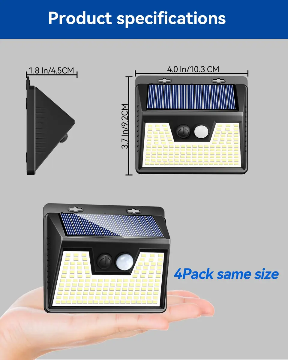Peasur Solar Lights Outdoor Waterproof 4 Pack | 140LED Motion Sensor Security Lights for Patio & Fence - view 4