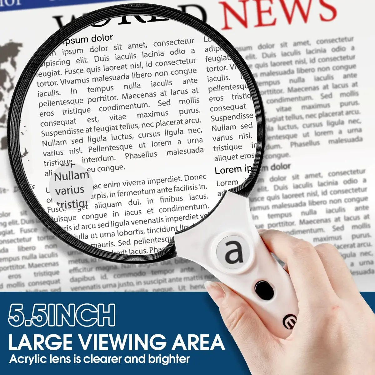 Ebbnivs Large Magnifying Glass with Light & UV 15.6cm (5.5 inch) | Distortion-Free Reading Aid for Seniors - view 2