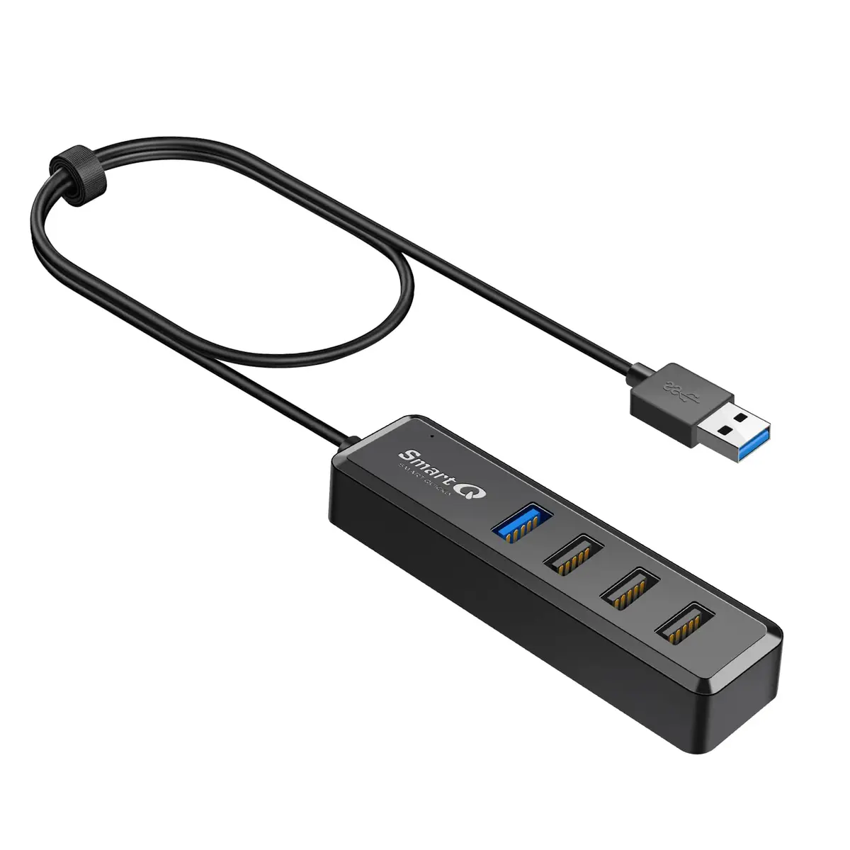 SmartQ 4-Port USB Hub - 1 USB 3.0 + 3 USB 2.0 Ports for MacBook, Mac Pro, Mac mini, iMac, Surface Pro, XPS, PC, Flash Drive, Mobile HDD, Laptop Extension Cable | Compact & Portable - main product image