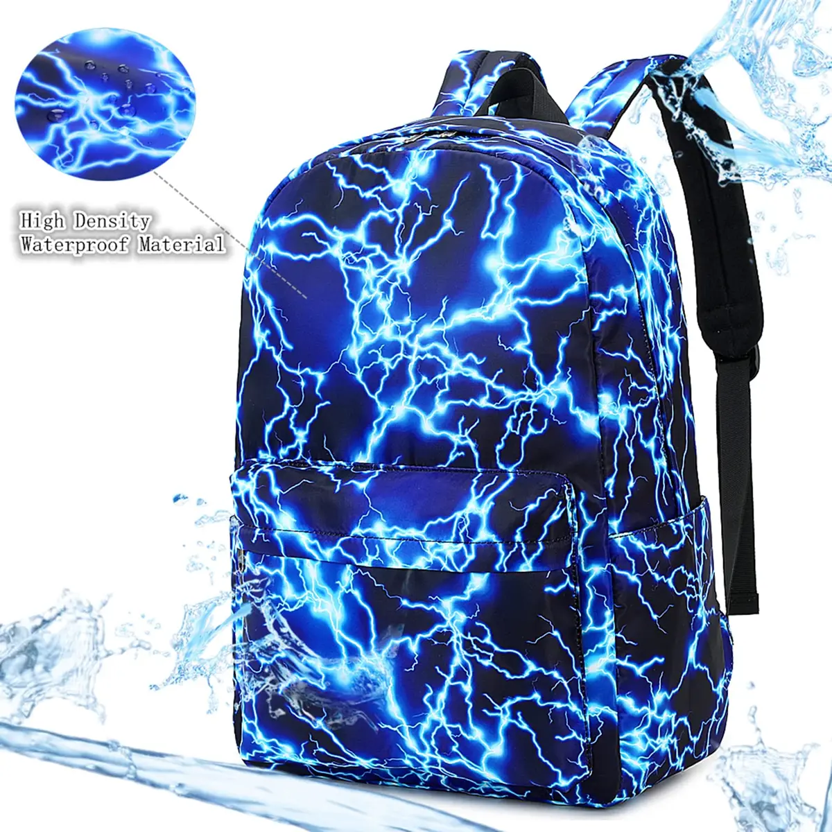 mezhsa Lightning Blue Backpack 17 Inches | Waterproof Lightweight School Bag for Kids - view 4