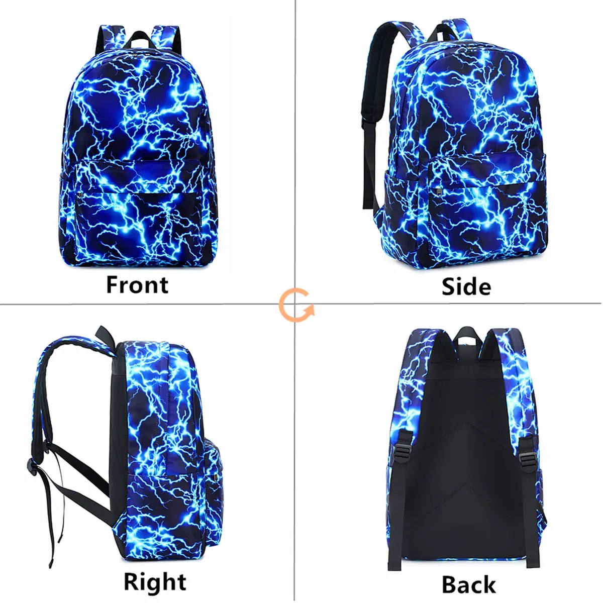 mezhsa Lightning Blue Backpack 17 Inches | Waterproof Lightweight School Bag for Kids - view 5
