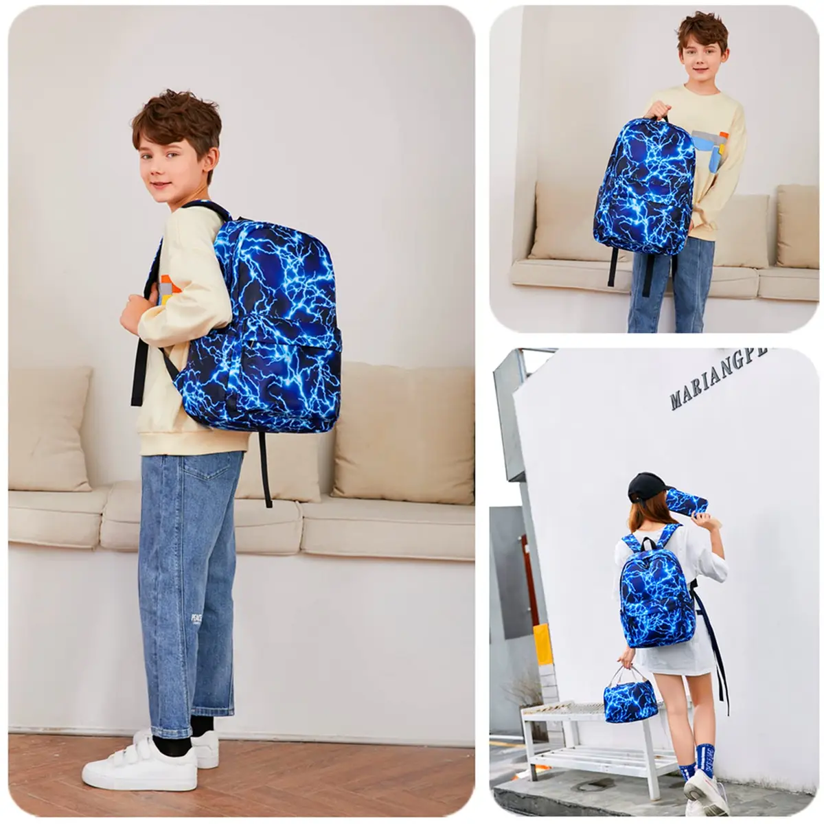 mezhsa Lightning Blue Backpack 17 Inches | Waterproof Lightweight School Bag for Kids - view 6