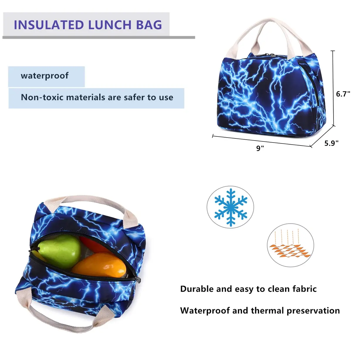 mezhsa Lightning Blue Backpack 17 Inches | Waterproof Lightweight School Bag for Kids - view 2