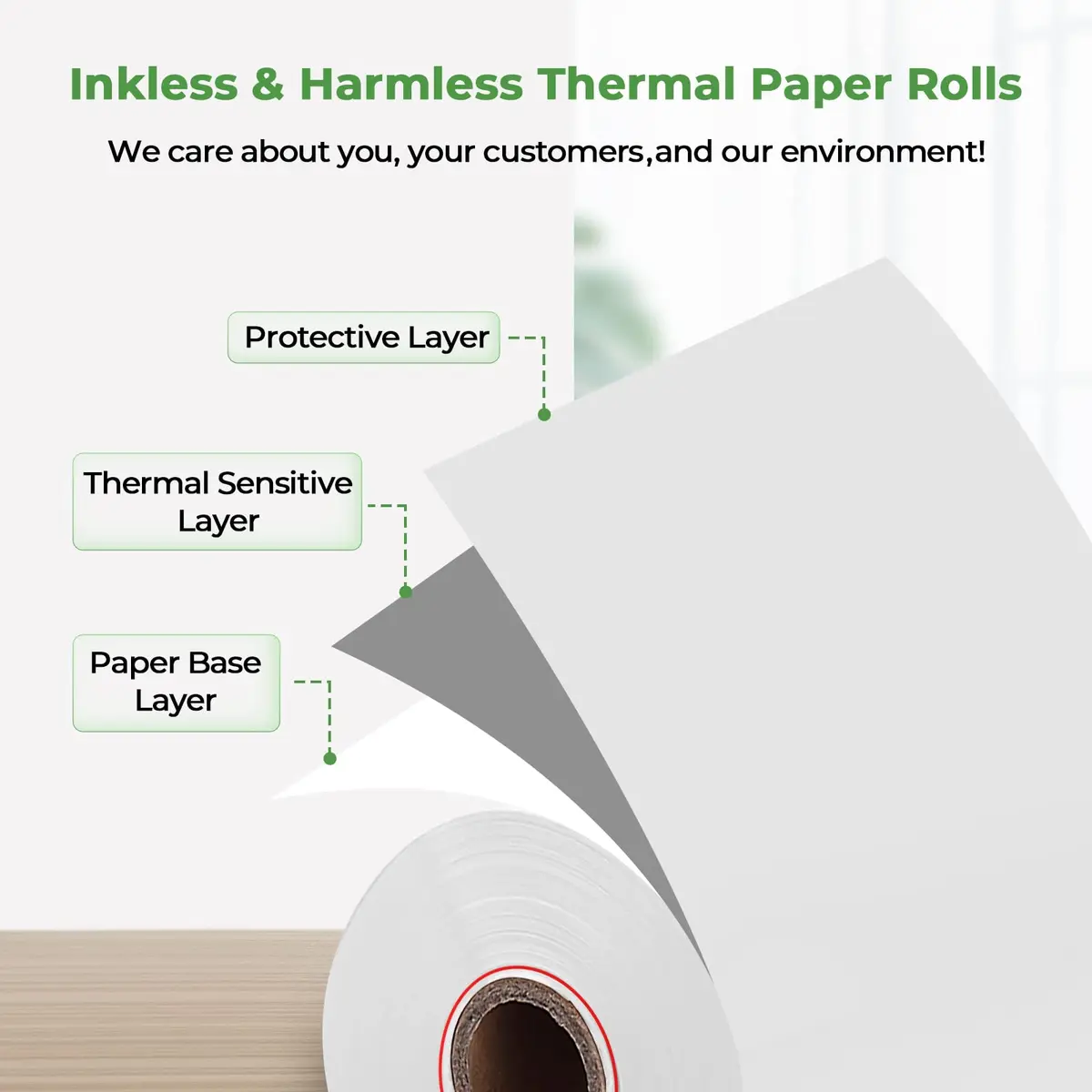 MUNBYN 2 1/4" x 50ft Thermal Paper Rolls (10 Rolls, 58mm) | BPA-Free, Smooth Print for POS Printers - view 4