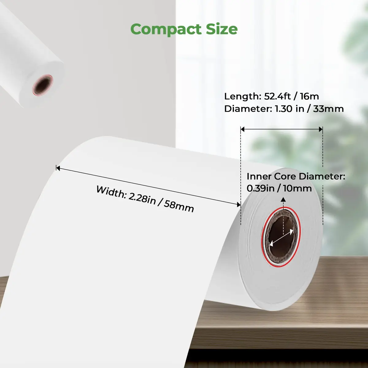 MUNBYN 2 1/4" x 50ft Thermal Paper Rolls (10 Rolls, 58mm) | BPA-Free, Smooth Print for POS Printers - view 2