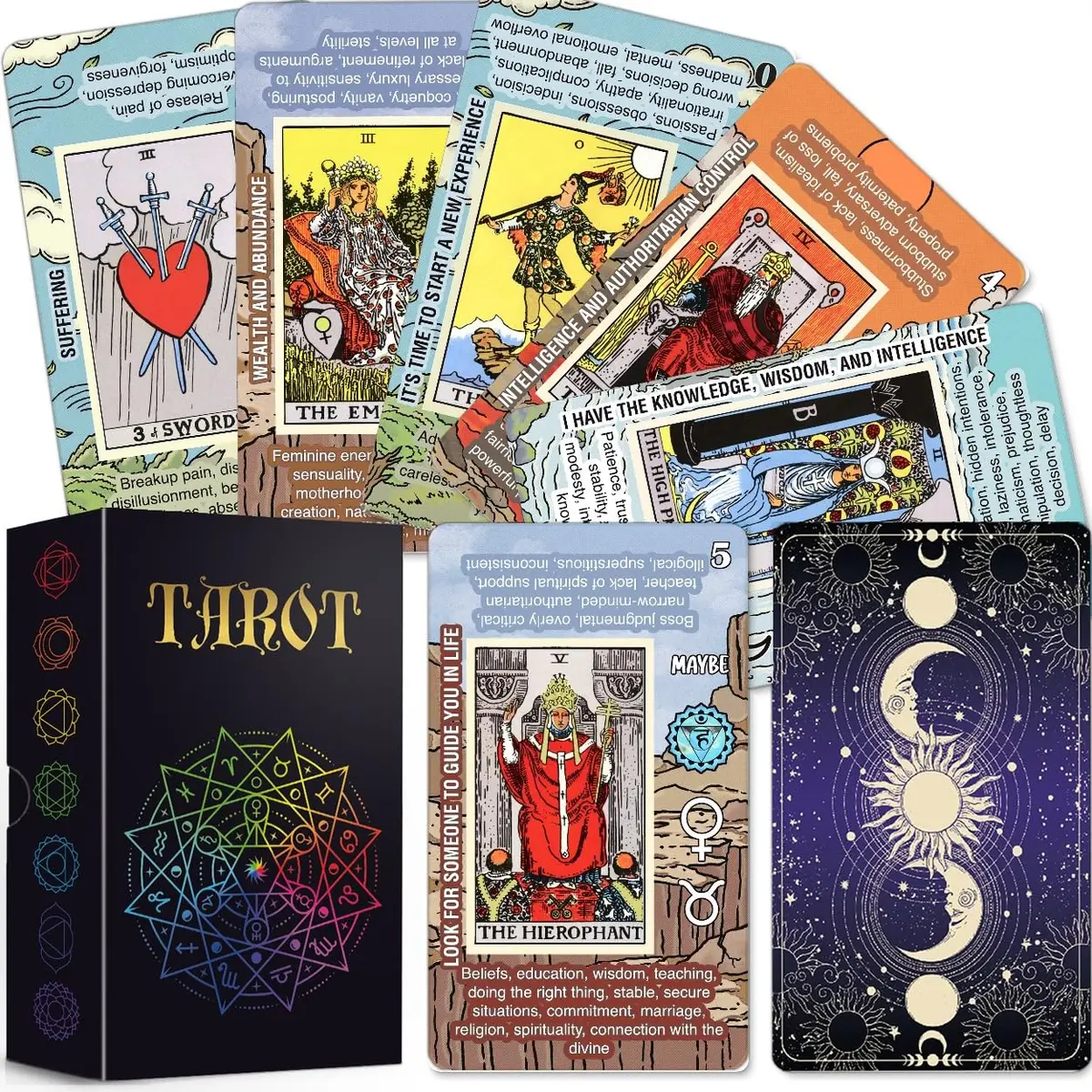 TAROTIKA Tarot Cards for Beginners with Meanings on Them, Full 78-Card Deck | Classic Tarot Imagery & Practice - view 5