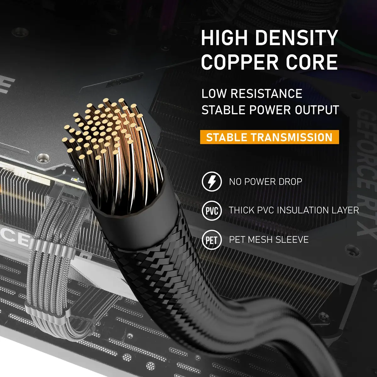 EZDIY-FAB Black 30.48 cm (1 ft) 12VHPWR PCIe 5.0 GPU Extension Cable | Stable Power for RTX 40 Series - view 6