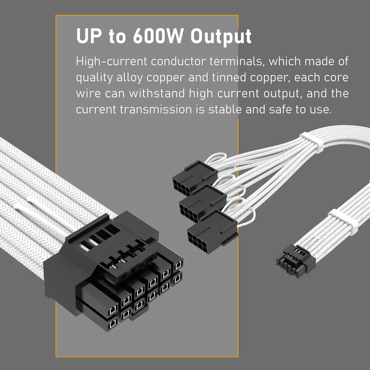 EZDIY-FAB White 16pin (12+4) 12VHPWR PCIe 5.0 Extension Cable 300mm | 600W Max Output for RTX 4080/3090Ti - view 3