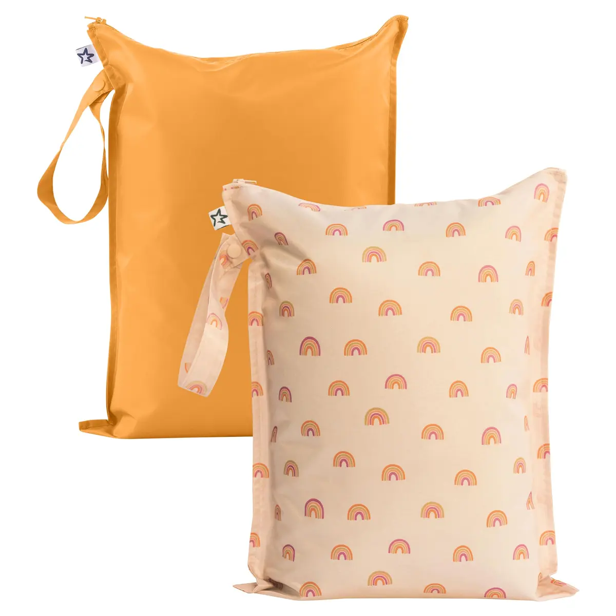 Tiny Twinkle Wet Bags 2-Pack | Waterproof Reusable Baby & Travel Wet Bags (Boho Rainbow) - main product image