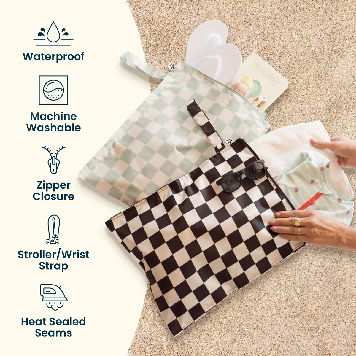 Tiny Twinkle Wet Bags 2-Pack | Waterproof Reusable Baby & Travel Wet Bags (Boho Rainbow) - view 3