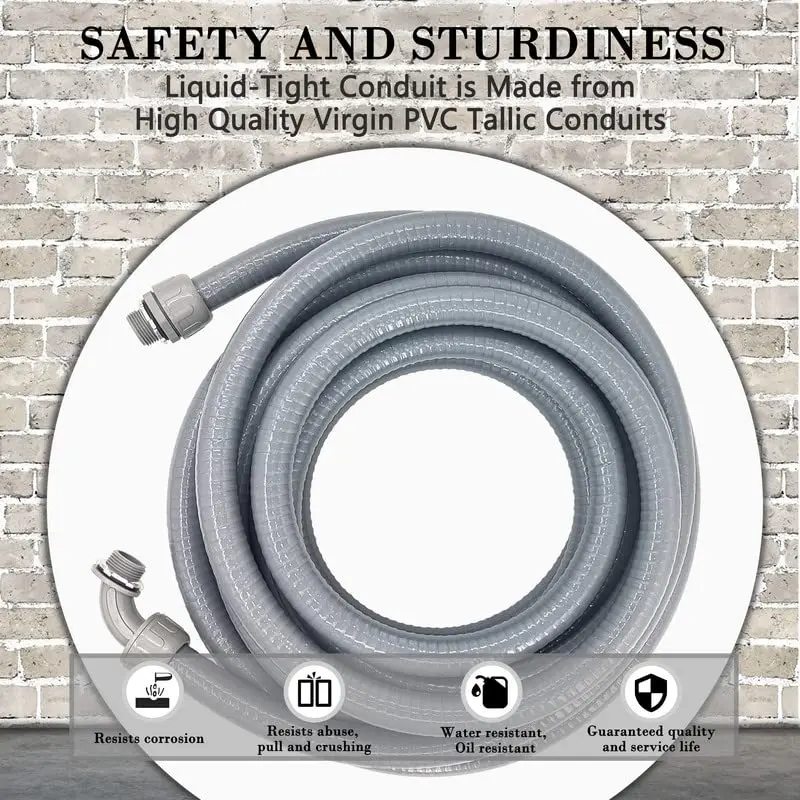 Wocloer 3/4 inch 100Ft Liquid-Tight Conduit Kit | Flexible Non Metallic Electrical Conduit with Fittings - view 5
