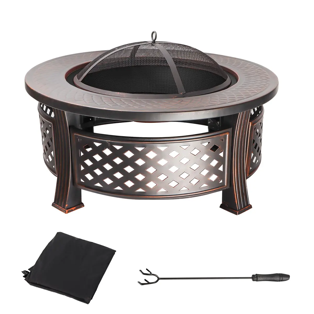 Classy Home 32-Inch Round Metal Fire Pit Table Set | Durable Alloy Steel Outdoor Heating - main product image