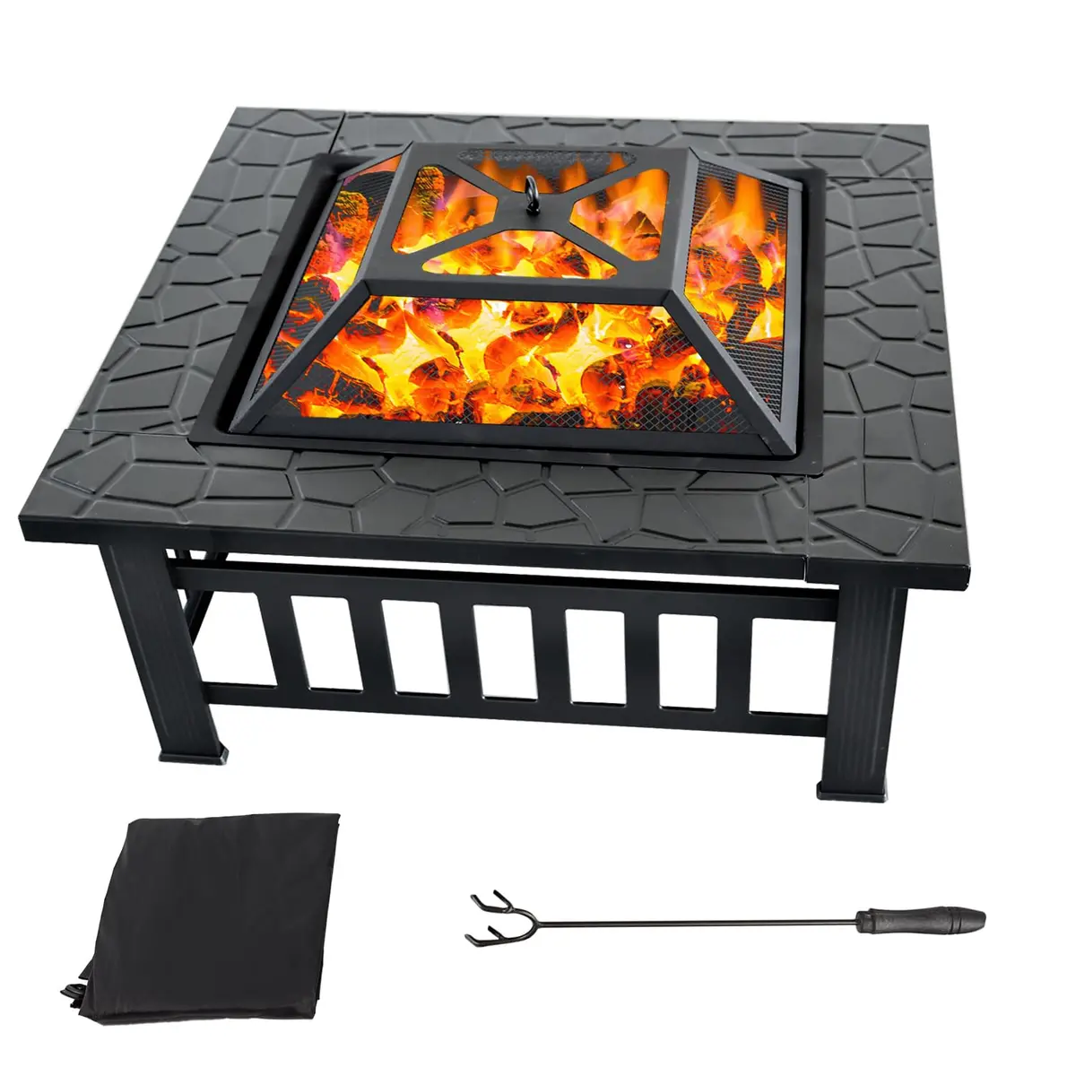 Classy Home 32-Inch Square Wood Burning Fire Pit | Heavy-Duty Alloy Steel Outdoor Fire Table - main product image
