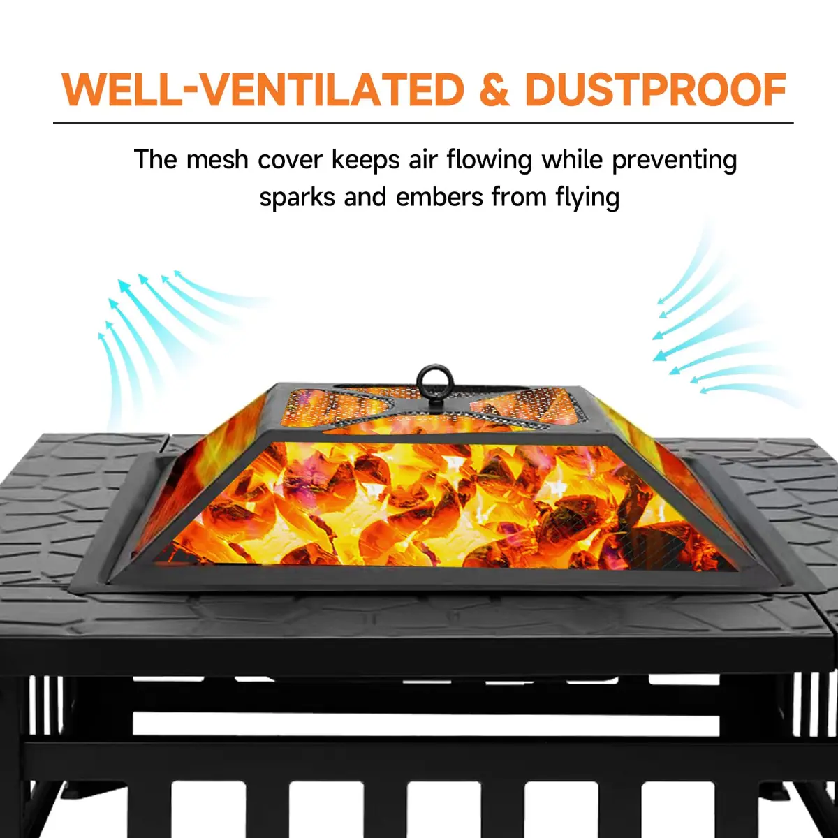Classy Home 32-Inch Square Wood Burning Fire Pit | Heavy-Duty Alloy Steel Outdoor Fire Table - view 3