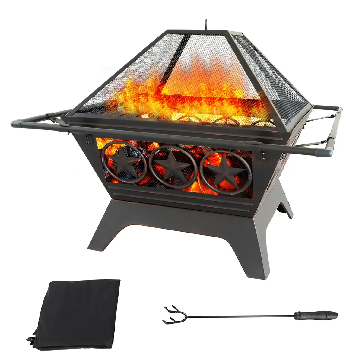 Classy Home 33-Inch Square Fire Pit | Heavy-Duty Alloy Steel Outdoor Fire Table - main product image
