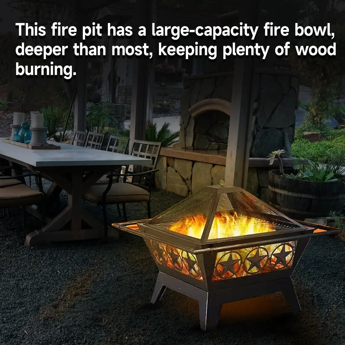 Classy Home 33-Inch Square Fire Pit | Heavy-Duty Alloy Steel Outdoor Fire Table - view 7
