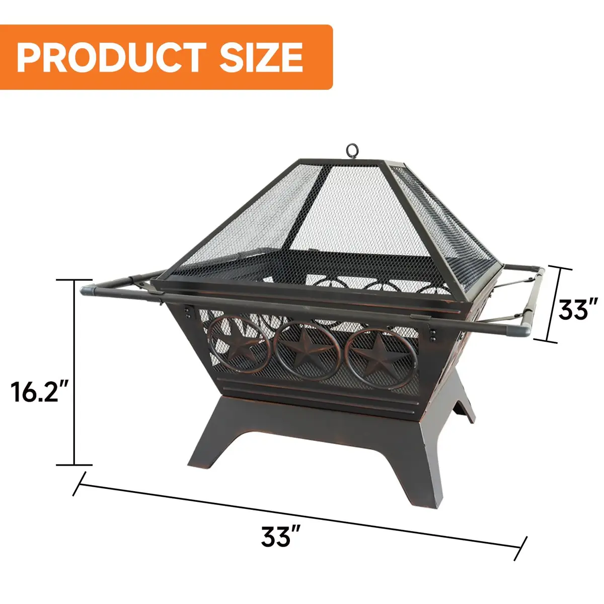 Classy Home 33-Inch Square Fire Pit | Heavy-Duty Alloy Steel Outdoor Fire Table - view 2