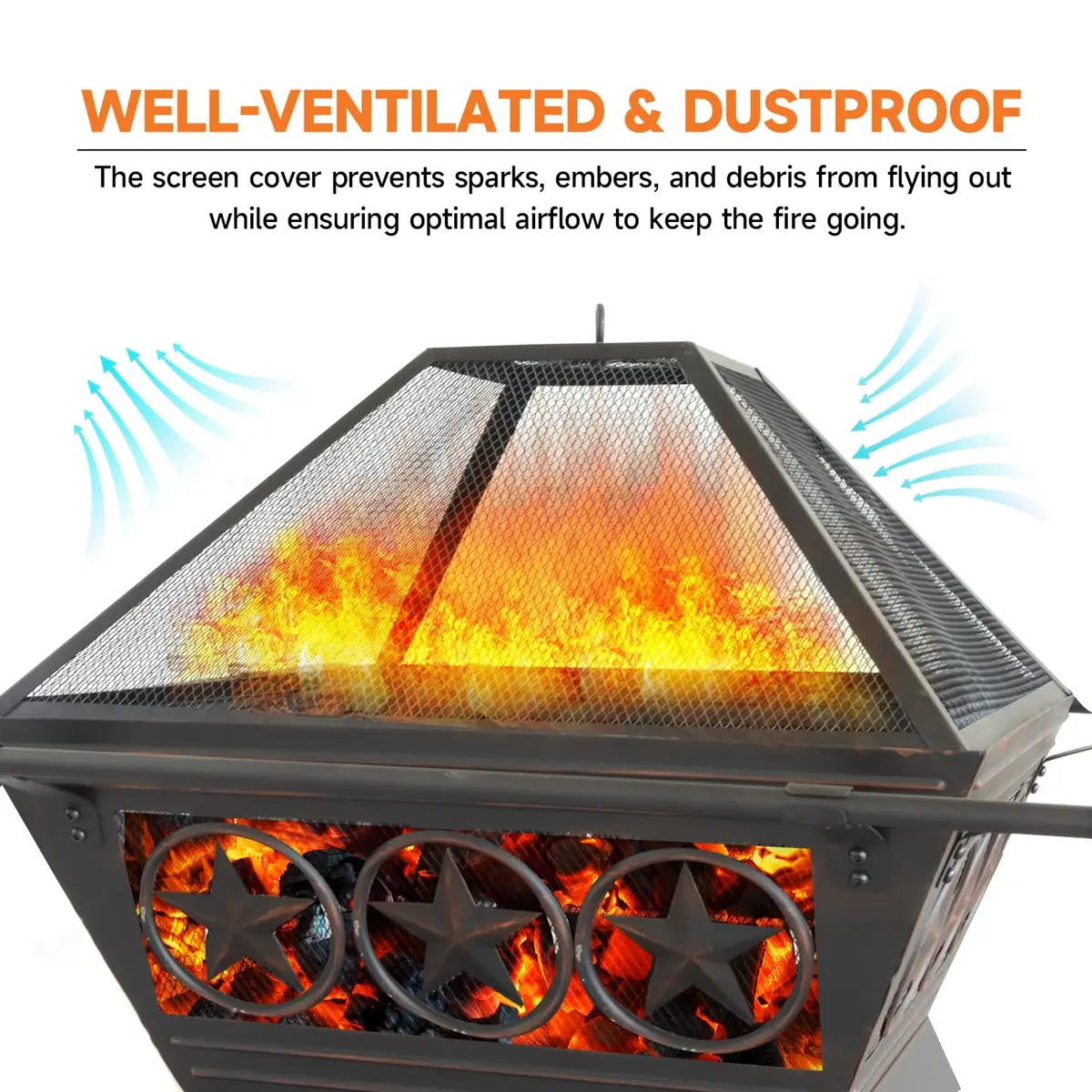 Classy Home 33-Inch Square Fire Pit | Heavy-Duty Alloy Steel Outdoor Fire Table - view 3