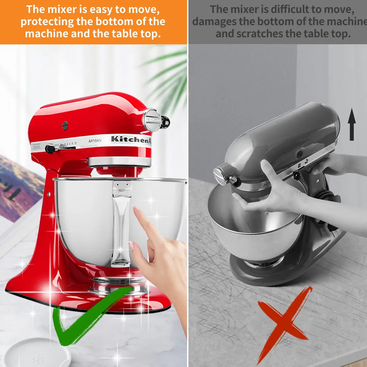 Oudizz Mixer Mover Sliding Mats for Kitchen aid Stand Mixer 4.5-5 Qt | Protect & Move Heavy Appliances - view 4