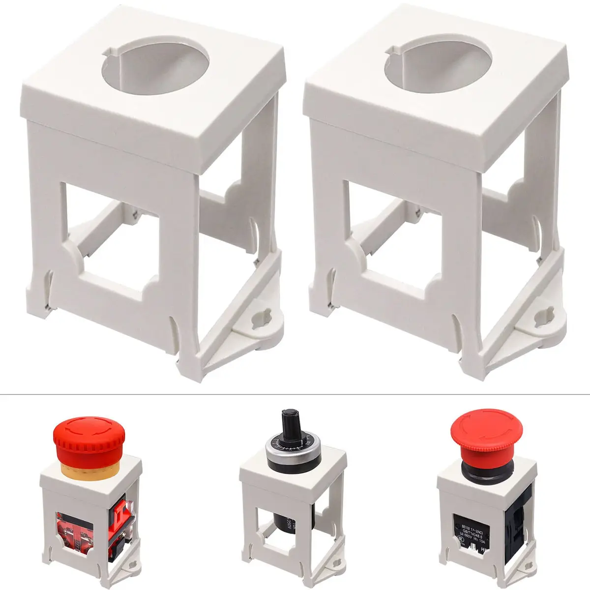 Taiss 2pcs Push Button Switch DIN Rail Mounting Bracket for Pushbuttons 22mm Diameter | Durable Plastic, Easy Install, Specially Designed for Industrial Controls - main product image