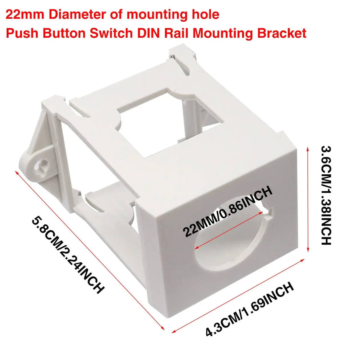 Taiss 2pcs Push Button Switch DIN Rail Mounting Bracket for Pushbuttons 22mm Diameter | Durable Plastic, Easy Install, Specially Designed for Industrial Controls - view 3