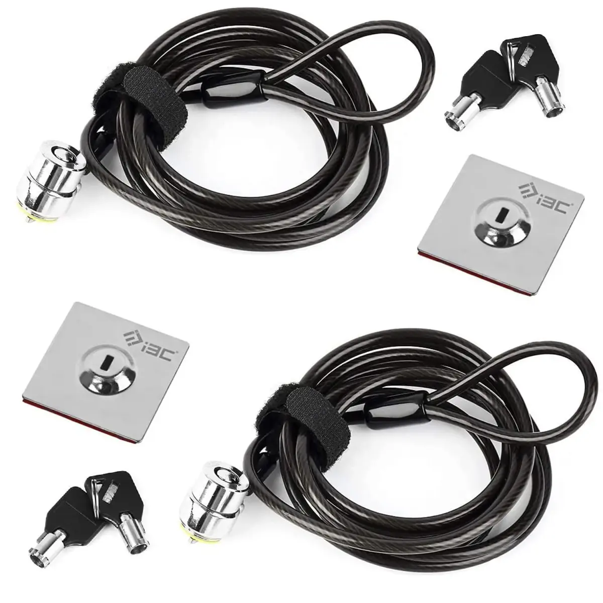 I3C Security Cable Lock with Anchor Plate & 2 Keys | 2-Pack Black - main product image