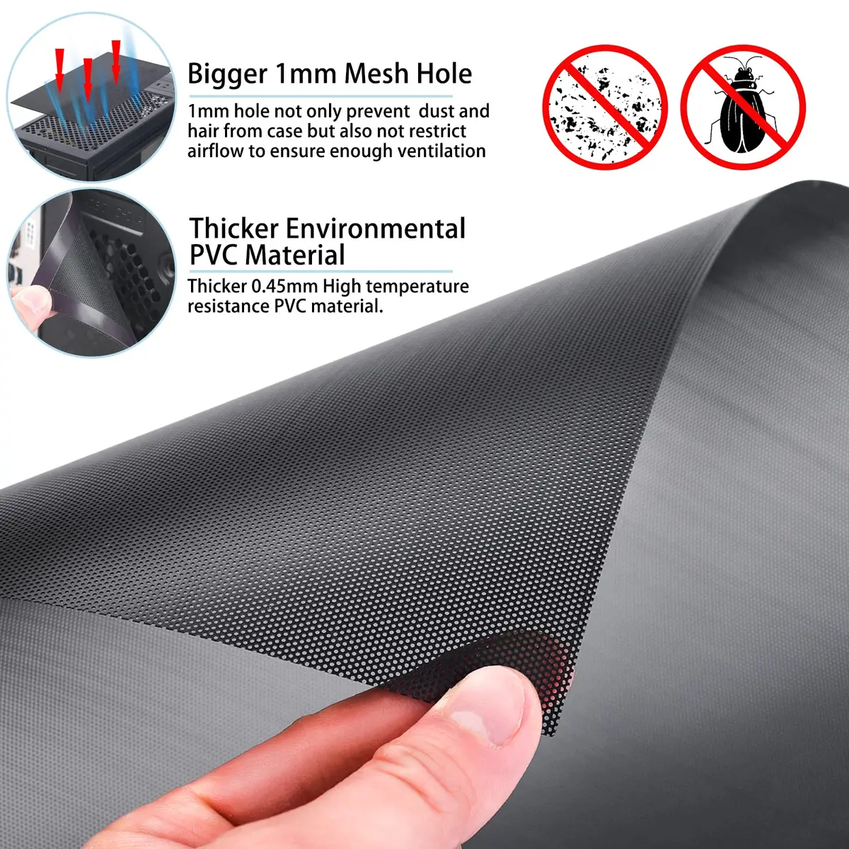 YSSHUI Magnetic PC Dust Filter Mesh 400x300mm PVC | Dust & Airflow Balance for PC & Home (110-120c) - view 3