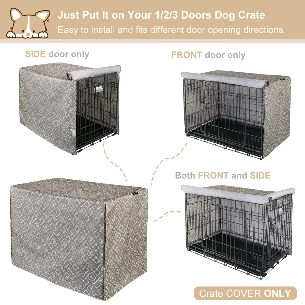 Explore Land Pattern Dog Crate Cover, 24 Inches | Vintage Violet Den-Like Environment - view 5