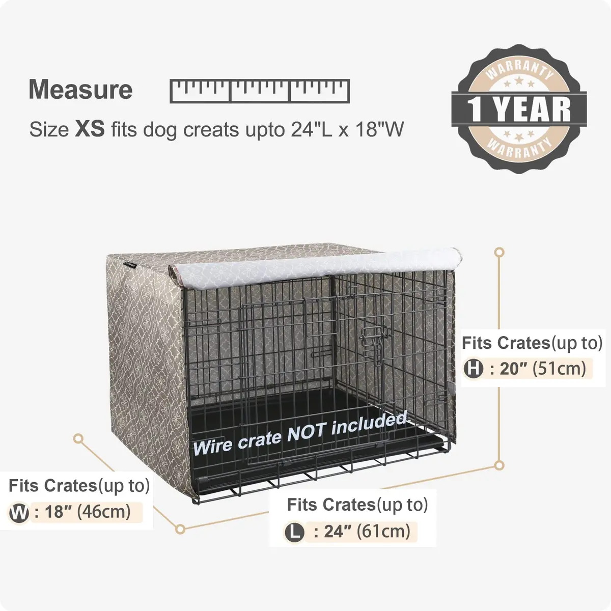 Explore Land Pattern Dog Crate Cover, 24 Inches | Vintage Violet Den-Like Environment - view 2