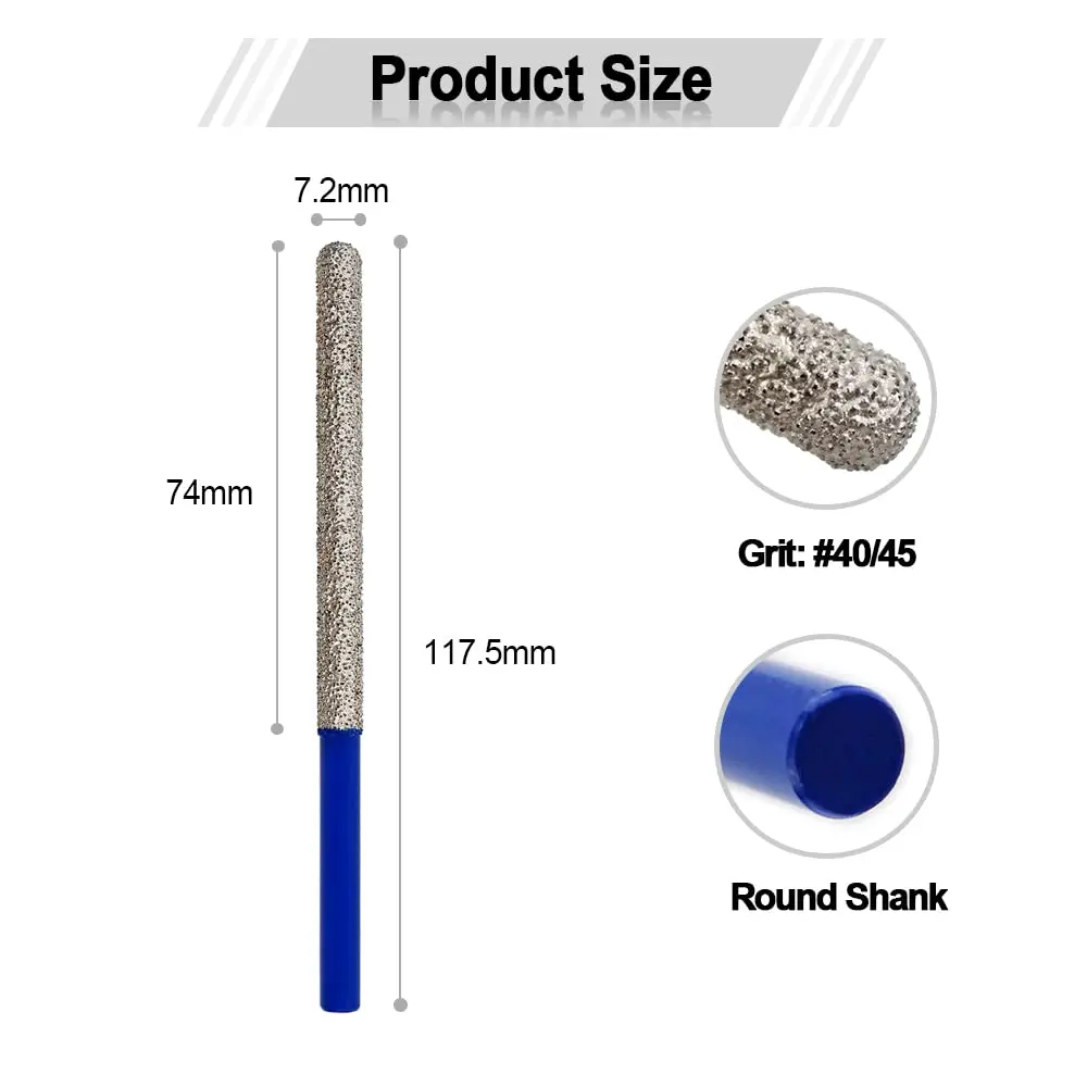 SHDIATOOL Diamond Mortar Raking Bit 7.2mm x 74mm Work Length Round Shank | For Brick & Stone Removal - view 2