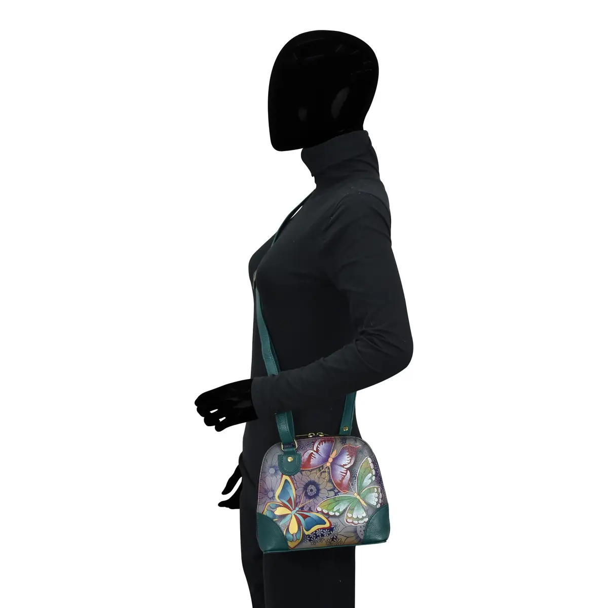 Anna by Anuschka Hand Painted Genuine Leather Small Organizer - Butterfly Paradise | 20.25cm (8") Width - view 2