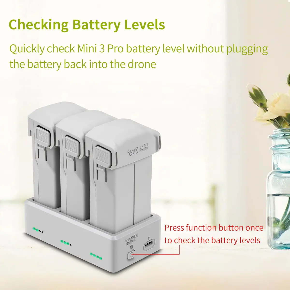 Hanatora Battery Charger Hub with Storage for DJI Mini 3 & 4 Batteries | Sequence Charging & Storage Mode - view 5